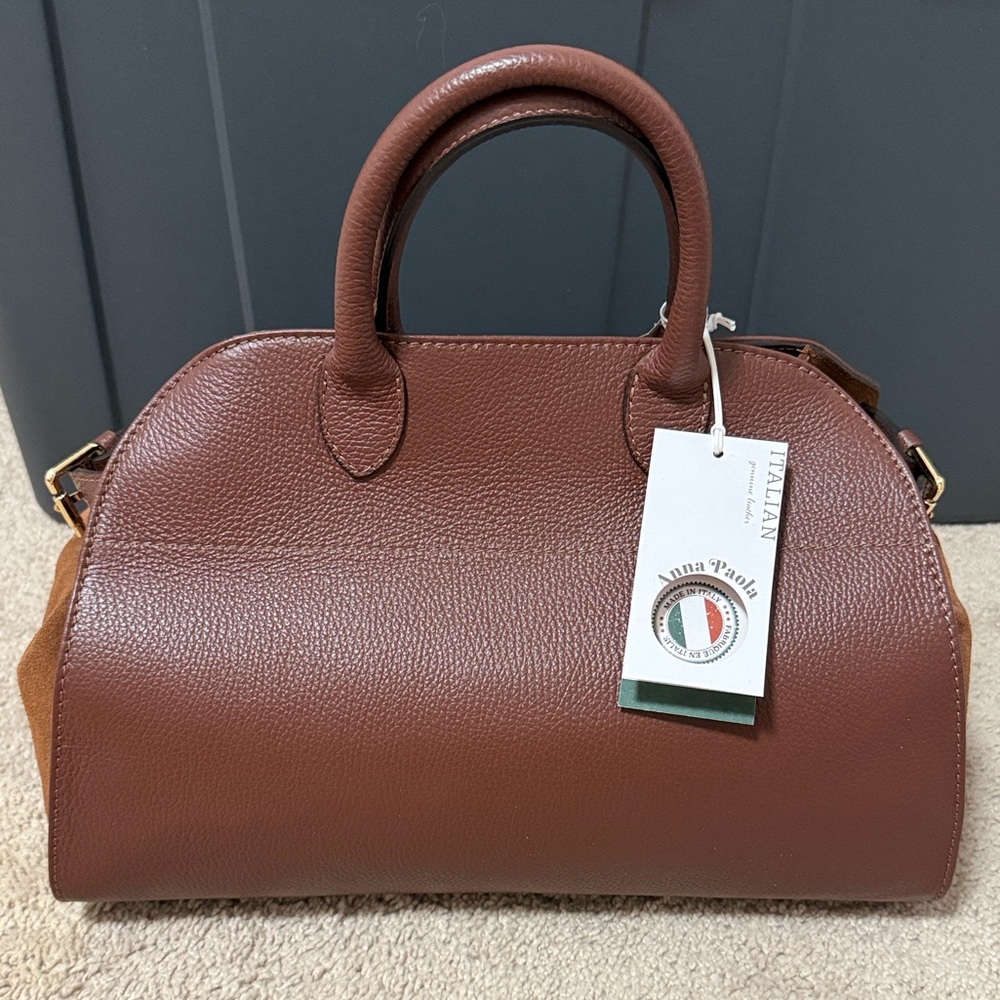 ANA PAOLA Brown Leather Handbag with suede sides